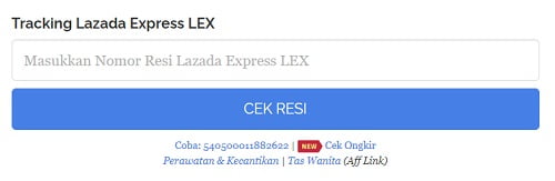 lacak paket lex id lazada