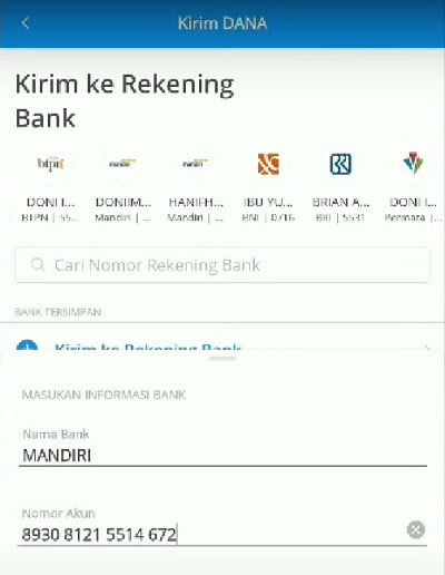 masukan rekening shopee