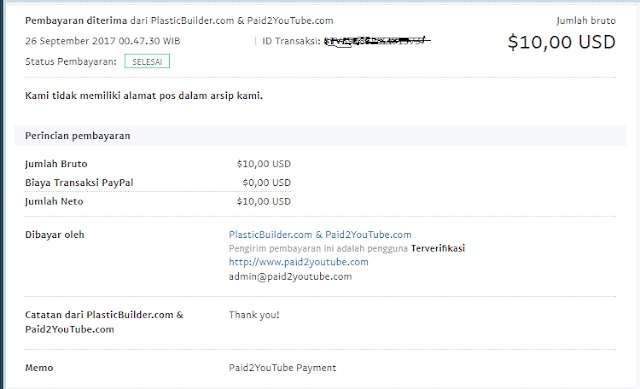 bukti pembayaran paid2youtube