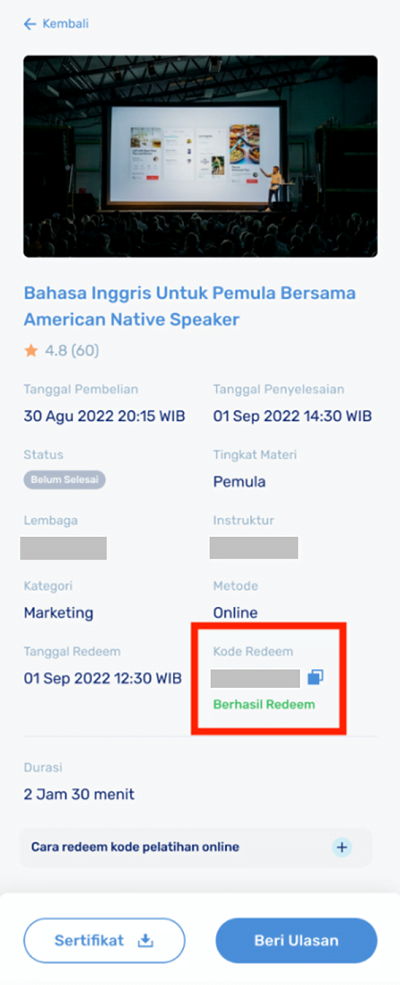 kode redeem prakerja